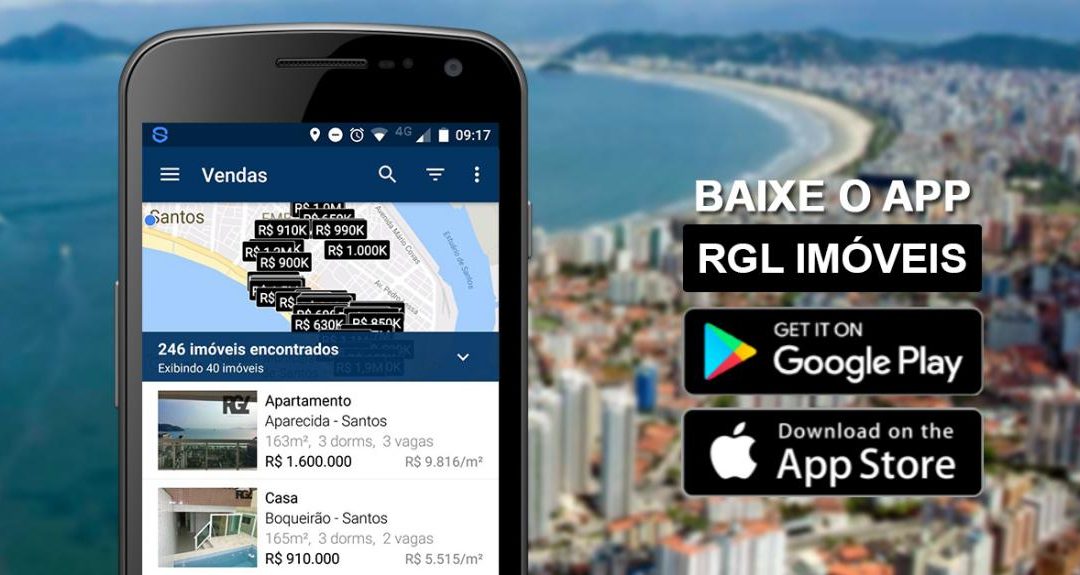 Aplicativo RGL para aluguel e venda de imóveis