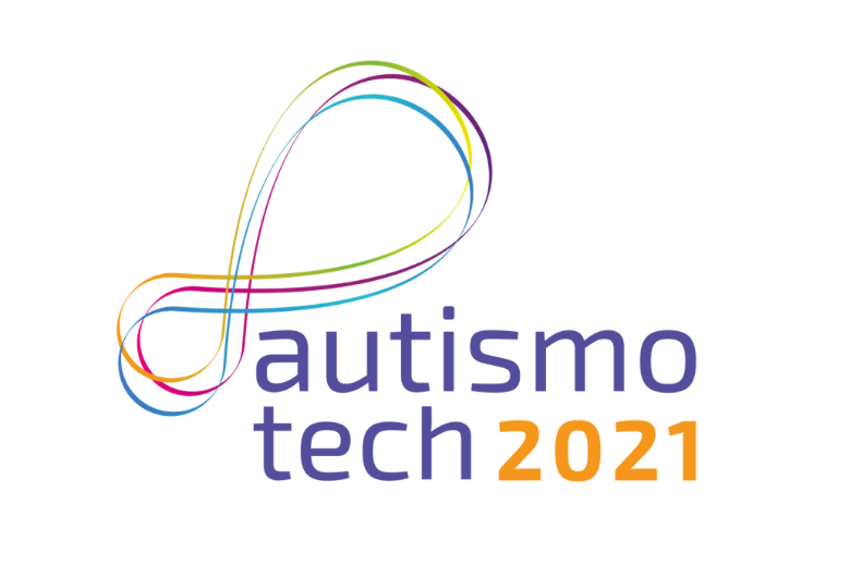 Logo Autismo Tech Imagem do logo do Autismo Tech 2021. Trata-se de uma imagem colorida com o símbolo do infinito desenhado em linhas coloridas e delicadas. Do lado direito da imagem, os dizeres: Autismo Tech (em azul) 2021 (em laranja).