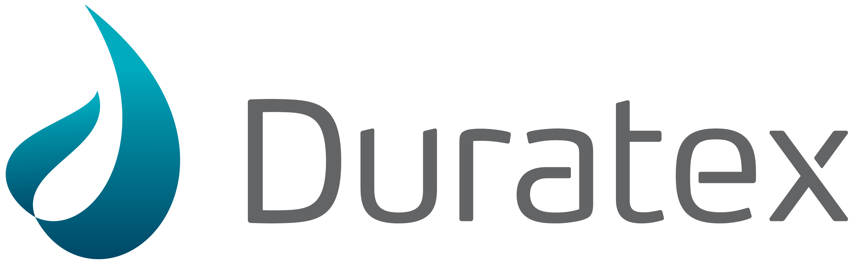 logo Duratex Logotipo da empresa Duratex. O nome “Duratex” está escrito na cor cinza. Do lado esquerdo, há uma forma abstrata azul.
